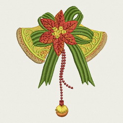 Bells with Poinsettia machine embroidery designs