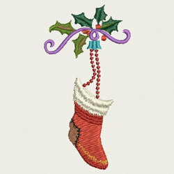 Stocking with Holly machine embroidery designs