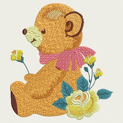 Bear with Rose machine embroidery designs