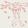 Redwork Playful Monkey 09(Lg)