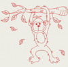 Redwork Playful Monkey 09(Lg)