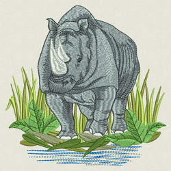 Rhinoceros On River machine embroidery designs