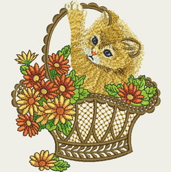 Cat In Basket machine embroidery designs