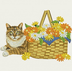 Cat With Basket machine embroidery designs