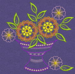 Vintage Flower Pot 03 machine embroidery designs