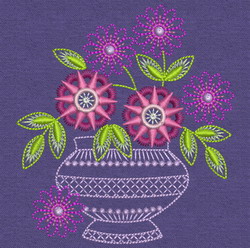 Vintage Flower Pot 07 machine embroidery designs