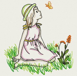Vintage Playful Girl 01(Sm) machine embroidery designs