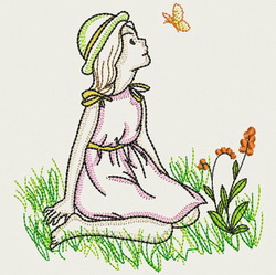 Vintage Playful Girl 01(Md) machine embroidery designs