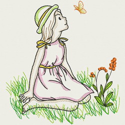 Vintage Playful Girl 01(Lg) machine embroidery designs