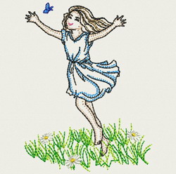 Vintage Playful Girl 02(Sm) machine embroidery designs