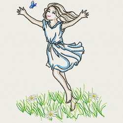 Vintage Playful Girl 02(Lg) machine embroidery designs