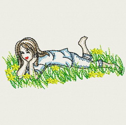 Vintage Playful Girl 03(Sm) machine embroidery designs