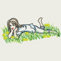 Vintage Playful Girl 03(Md) machine embroidery designs