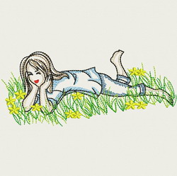 Vintage Playful Girl 03(Lg) machine embroidery designs