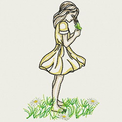 Vintage Playful Girl 04(Md) machine embroidery designs