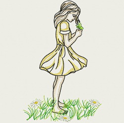 Vintage Playful Girl 04(Lg) machine embroidery designs