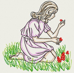 Vintage Playful Girl 05(Sm) machine embroidery designs