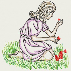 Vintage Playful Girl 05(Md) machine embroidery designs