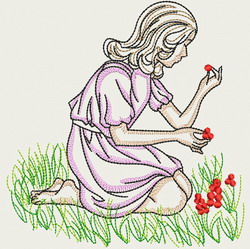 Vintage Playful Girl 05(Lg) machine embroidery designs