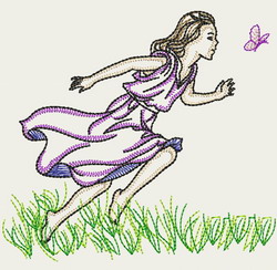 Vintage Playful Girl 06(Md) machine embroidery designs
