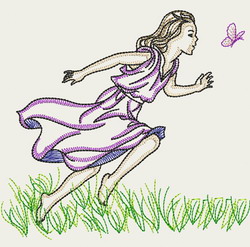 Vintage Playful Girl 06(Lg) machine embroidery designs