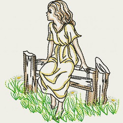 Vintage Playful Girl 09(Md) machine embroidery designs