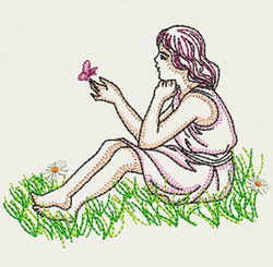 Vintage Playful Girl 10(Sm) machine embroidery designs