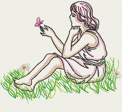 Vintage Playful Girl 10(Md) machine embroidery designs