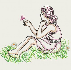 Vintage Playful Girl 10(Lg) machine embroidery designs