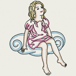 Vintage Angel Girl 10(Md) machine embroidery designs