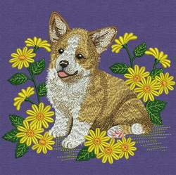 Baby Dog In the Flowers machine embroidery designs