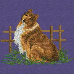 Dog Beside Barrier machine embroidery designs