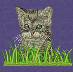 Baby Cat In Grass machine embroidery designs