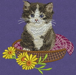 Cat in Basket machine embroidery designs