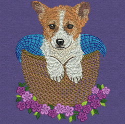 Dog In Basket machine embroidery designs