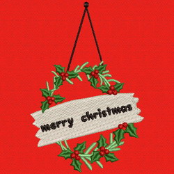 Merry Xmas Wreath Sign machine embroidery designs