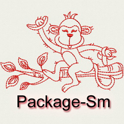 Redwork Playful Monkey(SM) machine embroidery designs