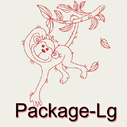 Redwork Playful Monkey(Lg) machine embroidery designs