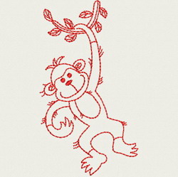 Redwork Playful Monkey 01(SM)