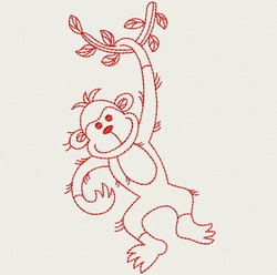 Redwork Playful Monkey 01(Md)