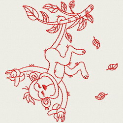 Redwork Playful Monkey 02(SM)