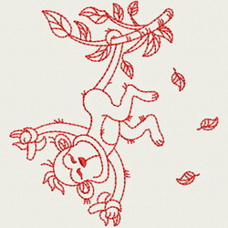 Redwork Playful Monkey 02(SM) machine embroidery designs