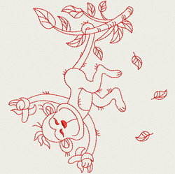 Redwork Playful Monkey 02(Lg) machine embroidery designs