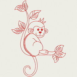 Redwork Playful Monkey 03(Lg) machine embroidery designs