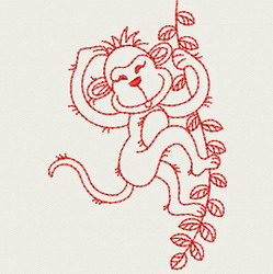 Redwork Playful Monkey 04(SM) machine embroidery designs