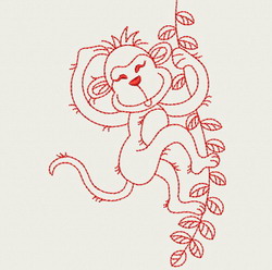 Redwork Playful Monkey 04(Md)