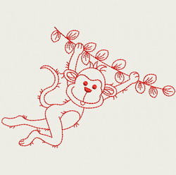 Redwork Playful Monkey 05(Md) machine embroidery designs