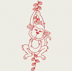 Redwork Playful Monkey 06(Md)