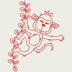 Redwork Playful Monkey 07(SM) machine embroidery designs