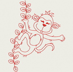 Redwork Playful Monkey 07(Md)
